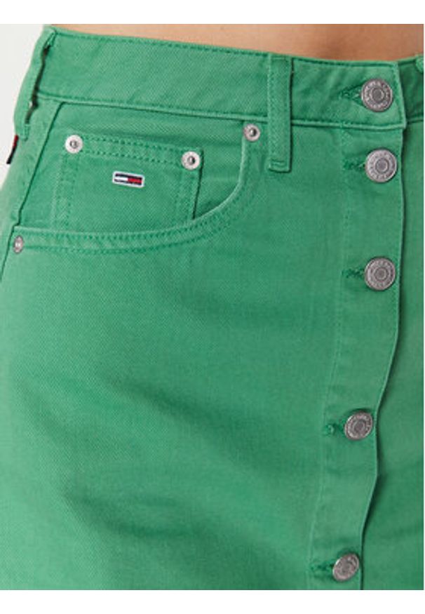 Tommy Jeans Spódnica trapezowa A-Line DW0DW15663 Zielony Regular Fit. Kolor: zielony. Materiał: bawełna