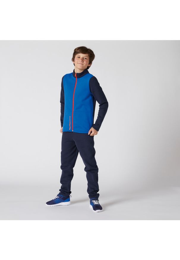 DOMYOS - Dres dziecięcy Domyos Warmy Zip Basic. Kolekcja: plus size. Kolor: wielokolorowy, niebieski, czerwony. Materiał: poliester, materiał, bawełna
