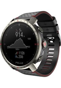 POLAR - Zegarek sportowy Polar Išmanusis laikrodis Polar Grit X Pro Titan, Titano apvadas su juodu odiniu dirželiu. Materiał: polar. Styl: sportowy
