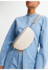 bonprix - Torebka saszetka z wymiennym paskiem na ramię. Kolor: beżowy. Materiał: skórzane. Rodzaj torebki: na ramię #1