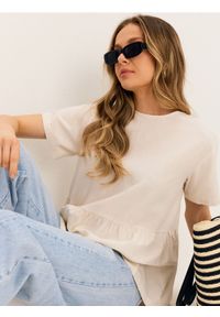 Sinsay - Koszula z domieszką lnu - kremowy. Kolor: kremowy. Materiał: len #1