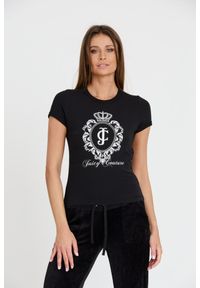Juicy Couture - JUICY COUTURE Czarny damski t-shirt Heritage Crest Fitted, Rozmiar S. Kolor: czarny #1