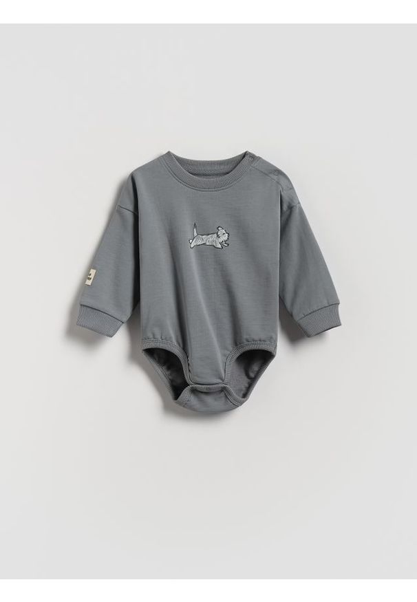 Reserved - Bawełniane body - jasnoszary. Kolor: szary. Materiał: bawełna