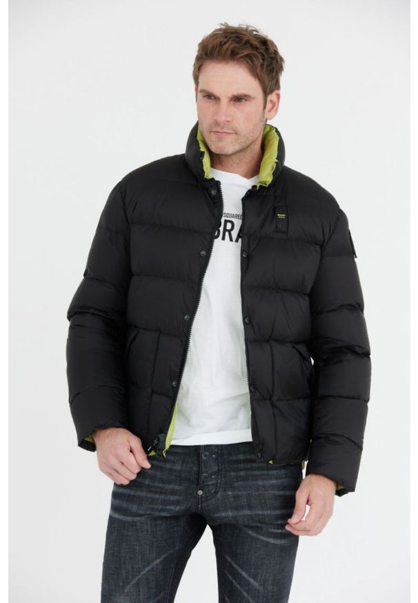 Blauer USA - BLAUER Czarna puchowa kurtka męska FLETCHER. Kolor: czarny. Materiał: puch