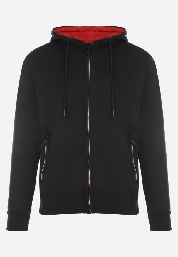Born2be - Czarna Rozpinana Bluza z Kapturem i Ściągaczami Acatria. Okazja: na co dzień. Typ kołnierza: kaptur. Kolor: czarny. Styl: casual