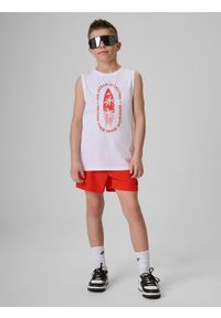 4f - 4F Spodenki plażowe boardshorty chłopięce - czerwone 134/140 (8-10 lat). Kolor: czerwony. Materiał: włókno #1