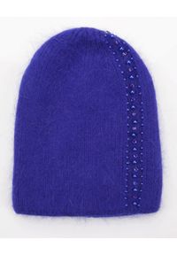 Unisono - NIEBIESKA CZAPKA Z KORALIKAMI 135-C2064-1 BLU. Kolor: niebieski. Materiał: akryl, włókno #1