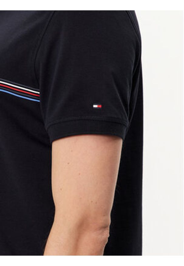 TOMMY HILFIGER - Tommy Hilfiger Polo Stripe Chest MW0MW34769 Granatowy Regular Fit. Typ kołnierza: polo. Kolor: niebieski. Materiał: bawełna