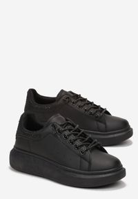 Born2be - Czarne Sneakersy Naimasa. Nosek buta: okrągły. Kolor: czarny. Materiał: skóra ekologiczna. Szerokość cholewki: normalna. Wzór: jednolity, gładki #4