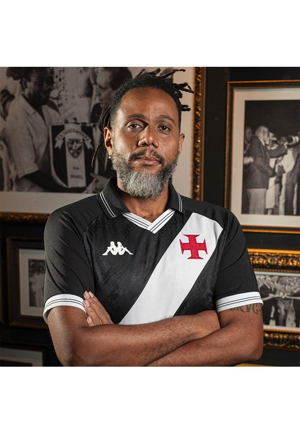 Kappa - Koszulka Domowa Vasco da Gama 2025/26. Kolor: czarny, wielokolorowy, biały. Sport: piłka nożna