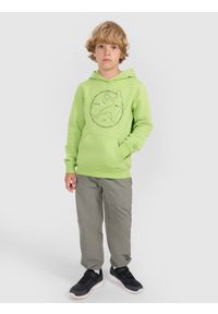 4f - 4F Bluza dresowa nierozpinana z kapturem chłopięca - zielona 134 (8-9 lat). Okazja: na co dzień. Typ kołnierza: kaptur. Kolor: zielony. Materiał: dresówka. Wzór: nadruk, ze splotem, gładki. Sezon: lato. Styl: casual, sportowy #2