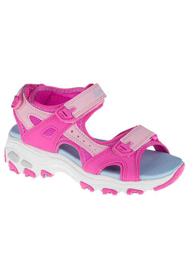skechers - Skechers D'Lites, dla dziewczynki, sandały, Różowe. Kolor: wielokolorowy, różowy, niebieski. Materiał: tkanina