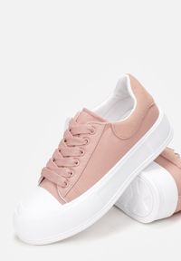 Born2be - Różowe Trampki Zanirene. Nosek buta: okrągły. Zapięcie: sznurówki. Kolor: różowy. Materiał: guma, jeans, materiał #5