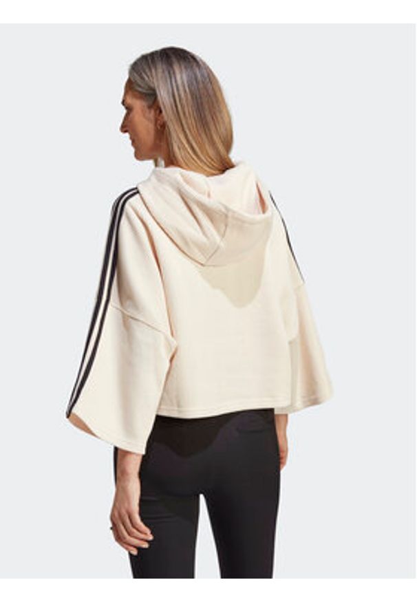 Adidas - adidas Bluza Crop Hoodie IC5461 Beżowy. Kolor: beżowy. Materiał: bawełna