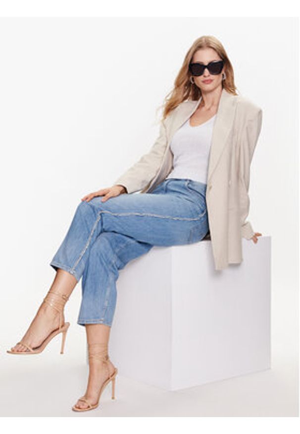 Marella Sweter Linfa 2333611335 Biały Regular Fit. Kolor: biały. Materiał: bawełna