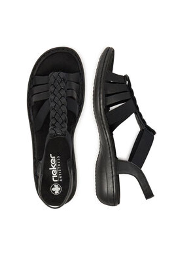 Rieker Sandały 60809-00 Czarny. Kolor: czarny. Materiał: materiał, syntetyk