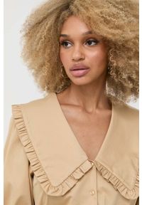 Notes du Nord koszula damska kolor beżowy relaxed z kołnierzykiem klasycznym. Typ kołnierza: kołnierzyk klasyczny. Kolor: beżowy. Długość rękawa: krótki rękaw. Długość: krótkie. Styl: klasyczny #4