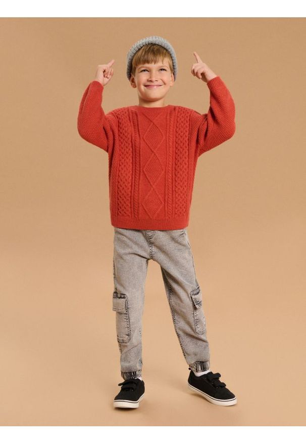 Sinsay - Jeansy cargo jogger - szary. Kolor: szary