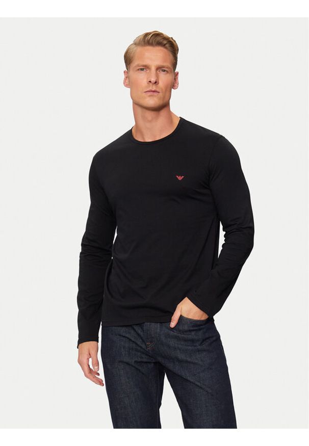 Emporio Armani Underwear Longsleeve 111653 4F722 00020 Czarny Slim Fit. Kolor: czarny. Materiał: bawełna. Długość rękawa: długi rękaw