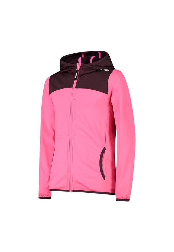 Kurtka turystyczna z kapturem dla dziewczynki CMP. Typ kołnierza: kaptur. Kolor: różowy. Sport: turystyka piesza
