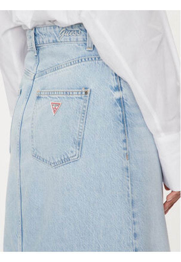 Guess Spódnica jeansowa Wenona W4GD53 D5B66 Błękitny Regular Fit. Kolor: niebieski. Materiał: bawełna, lyocell