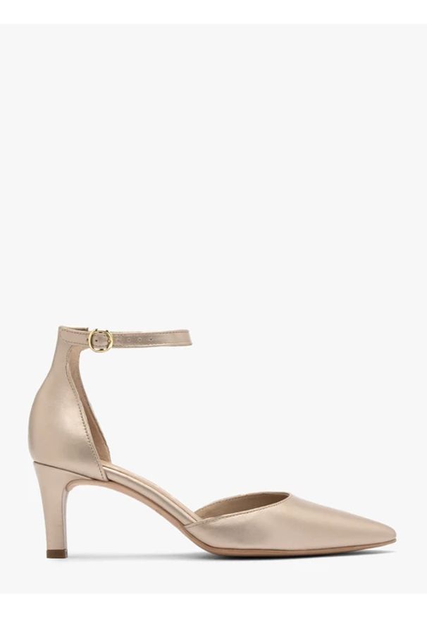 Ryłko - Czółenka damskie na szpilce z zapięciem wokół kostki. Kolor: szary. Materiał: skóra. Szerokość cholewki: normalna. Obcas: na szpilce. Styl: street. Wysokość obcasa: średni