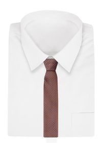 Męski Krawat - 6cm - Angelo di Monti - Drobny Wzór Beżowobrązowy. Kolor: wielokolorowy, beżowy, brązowy. Materiał: tkanina. Styl: wizytowy, elegancki
