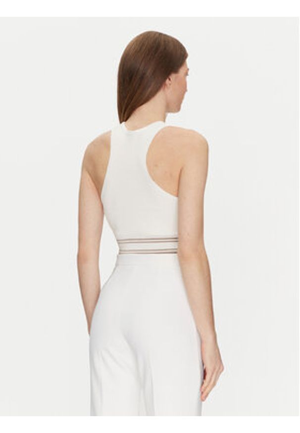 Elisabetta Franchi Top TK-39S-51E2 Biały Slim Fit. Kolor: biały. Materiał: wiskoza