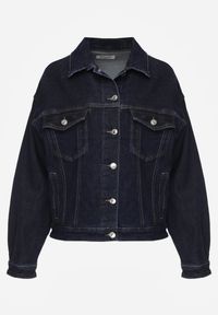 Renee - Granatowa Oversizowa Kurtka Jeansowa z Bawełną Vimaloras. Kolor: niebieski. Materiał: bawełna, jeans #6