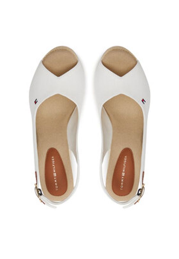 TOMMY HILFIGER - Tommy Hilfiger Espadryle Flag High Wedge Espad Slingback FW0FW08597 Biały. Kolor: biały. Materiał: materiał