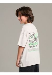 Sinsay - Koszulka oversize z nadrukiem na plecach - szary. Kolor: szary. Wzór: nadruk #1