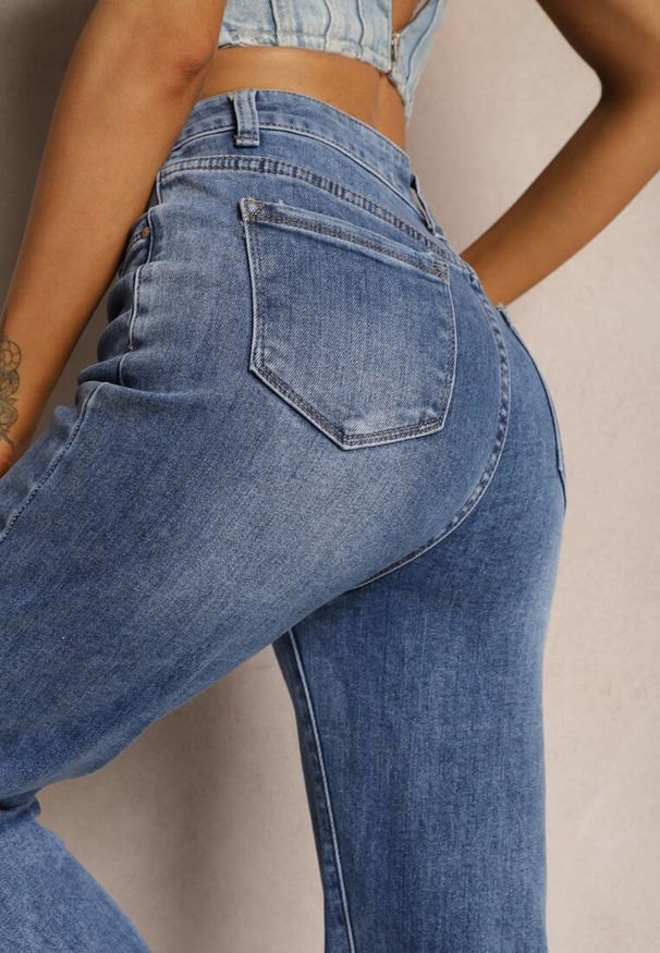Renee - Granatowe Jeansy High Waist z Prostymi Nogawkami Azelie. Stan: podwyższony. Kolor: niebieski