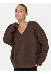 only - ONLY Sweter Mari 15360940 Brązowy Loose Fit. Kolor: brązowy. Materiał: syntetyk #5