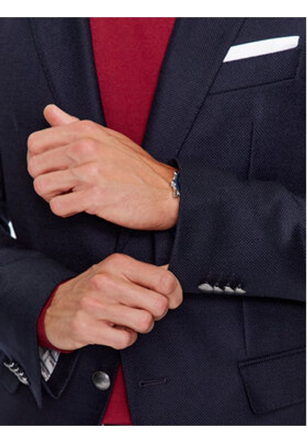 BOSS - Boss Marynarka 50502974 Granatowy Regular Fit. Kolor: niebieski. Materiał: wełna