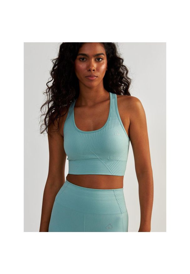 BESHAPED - Stanik Sportowy BeShaped Femme Force Bezszwowy. Kolor: niebieski. Materiał: nylon