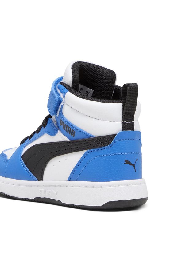 Puma - PUMA Rebound V6 Mid Toddlers' Sneakers PUMA White Black Racing Blue. Kolor: czarny, niebieski, wielokolorowy, biały. Sport: turystyka piesza