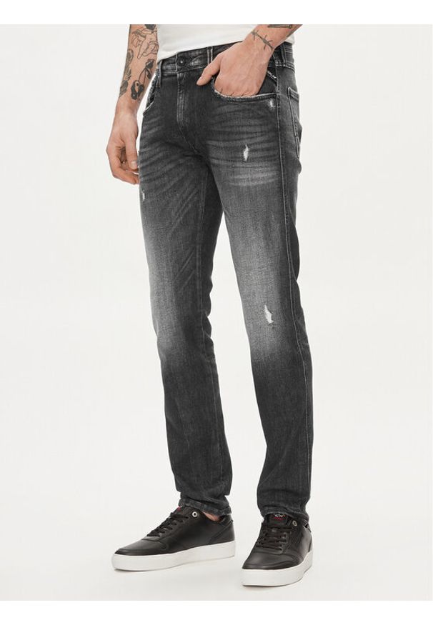 Replay Jeansy M914Q.000.199 Szary Slim Fit. Kolor: szary