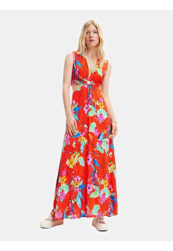 Desigual Sukienka letnia 23SWVW73 Czerwony Regular Fit. Kolor: czerwony. Materiał: wiskoza. Sezon: lato