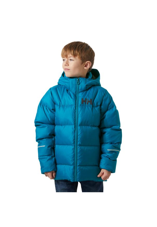 Kurtka dziecięca z kapturem Helly Hansen Isfjord 2.0. Typ kołnierza: kaptur. Kolor: niebieski. Materiał: puch