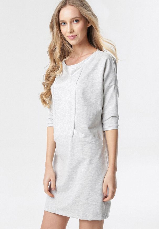 Born2be - Jasnoszara Tunika Aethireanes. Okazja: na co dzień. Kolor: szary. Materiał: jeans, dzianina. Wzór: gładki. Styl: sportowy, casual