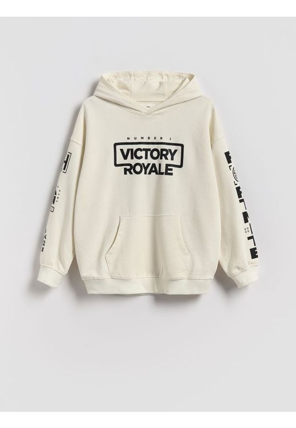 Reserved - Bluza z nadrukiem Fortnite - biały. Kolor: biały. Materiał: bawełna, dzianina. Wzór: nadruk