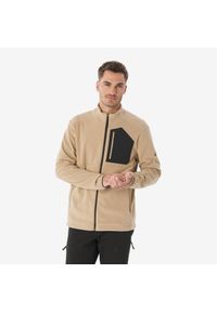 quechua - Polar turystyczny męski Quechua MH500 zamek. Kolor: beżowy. Materiał: poliester, elastan, poliamid, materiał. Sport: turystyka piesza