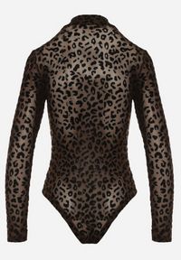 Born2be - Brązowe Body w Panterkę z Domieszką Wiskozy z Długim Rękawem i Stójką Eclana. Typ kołnierza: kołnierzyk stójkowy. Kolor: brązowy. Materiał: wiskoza. Długość rękawa: długi rękaw. Długość: długie. Wzór: motyw zwierzęcy. Styl: elegancki #5