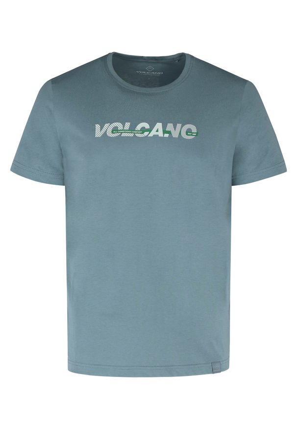 Volcano - Bawełniany t-shirt T-NIGHT. Kolor: niebieski. Materiał: bawełna. Długość rękawa: krótki rękaw. Długość: krótkie. Wzór: napisy. Styl: klasyczny