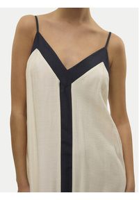 Vero Moda Sukienka letnia Denise 10329793 Beżowy Regular Fit. Kolor: beżowy. Materiał: wiskoza. Sezon: lato #4