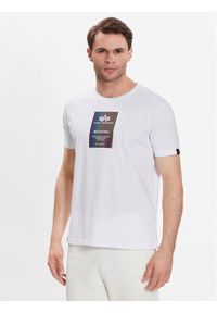 Alpha Industries T-Shirt Rainbow Reflective Label T 126501RR Biały Regular Fit. Kolor: biały. Materiał: bawełna