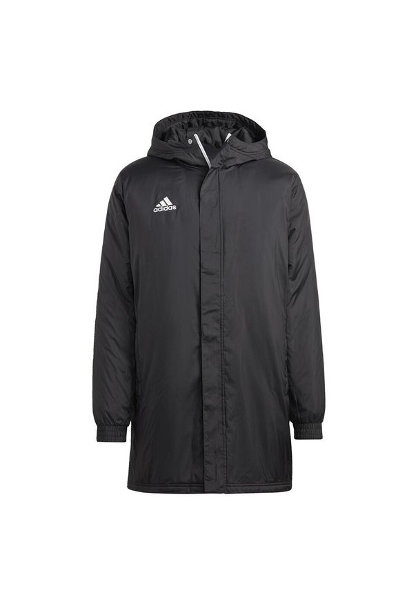 Adidas - Entrada 22 Stadium Jacket. Kolor: czarny. Materiał: poliester, materiał. Długość: długie