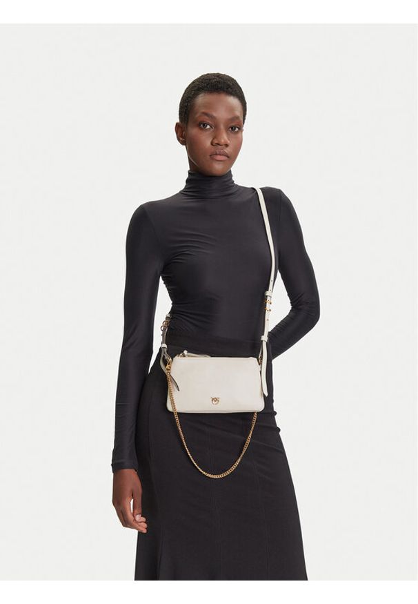 Pinko - PINKO Torebka Double Mini Al 25-26 PLTT 105359 A0QO Biały. Kolor: biały. Materiał: skórzane