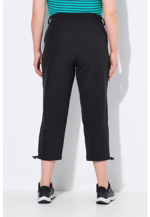 ULLA POPKEN - Damskie spodnie 3/4 softshell super cienkie regulowany dół. Kolekcja: plus size. Kolor: czarny. Materiał: elastan, poliester, materiał. Sport: turystyka piesza
