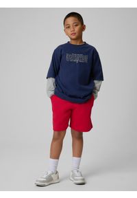 4f - 4F Spodenki dresowe chłopięce - czerwone 146 (10-11 lat). Okazja: na spacer. Kolor: czerwony. Materiał: dresówka. Sezon: lato #1